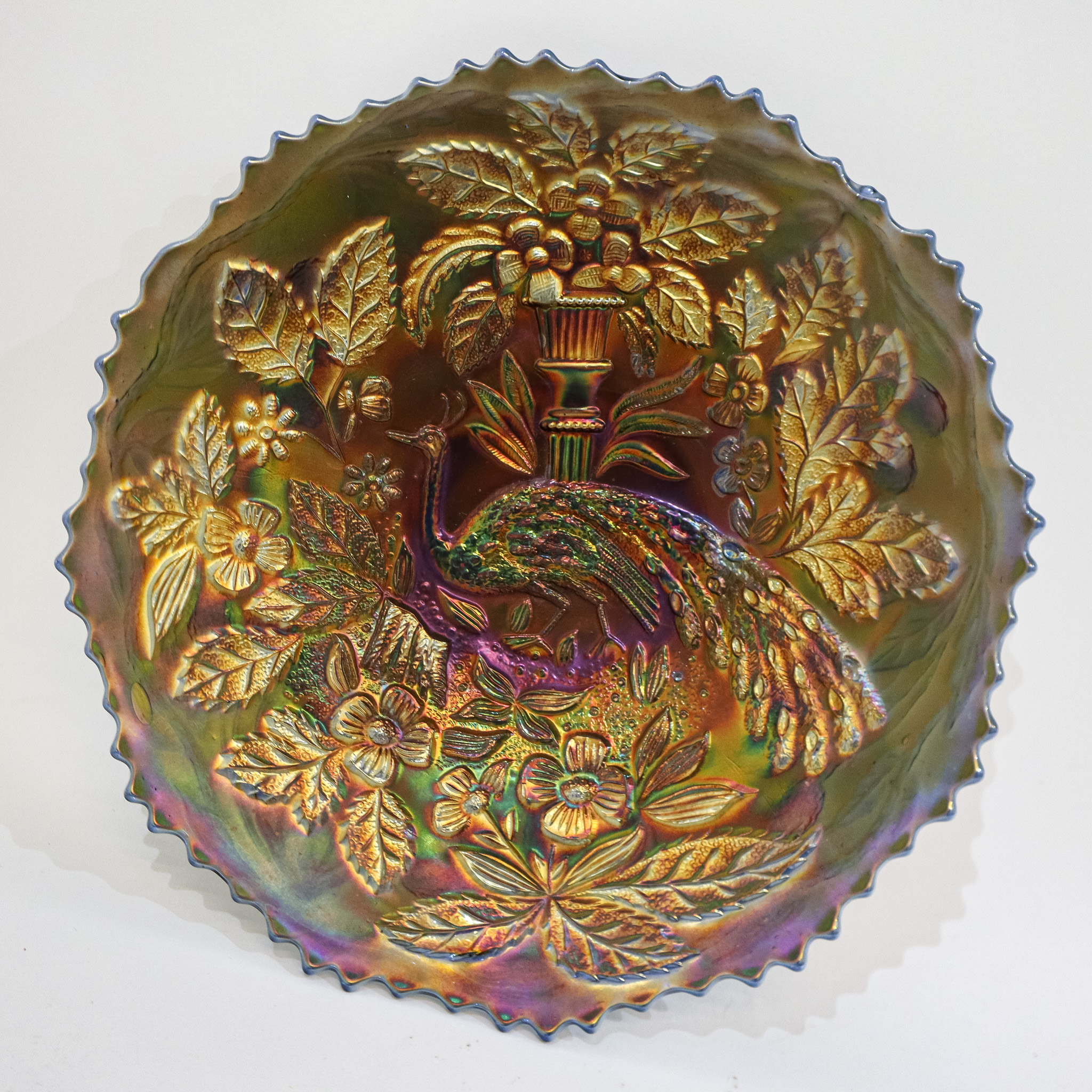 Fenton Blue Peacock Carnival Plate