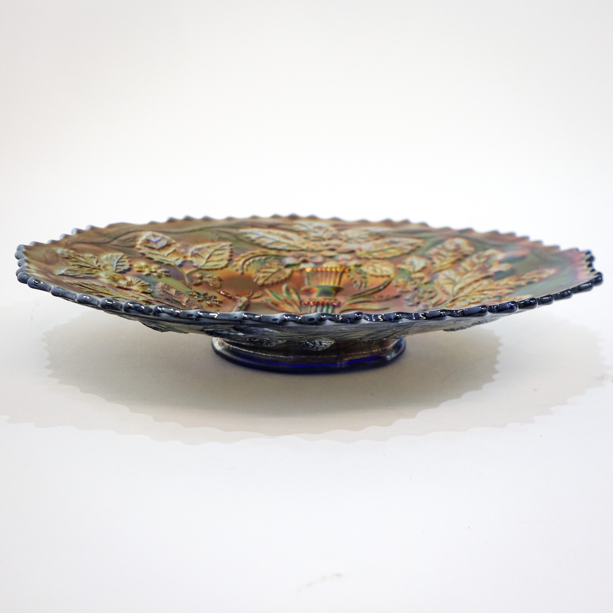 Fenton Blue Peacock Carnival Plate
