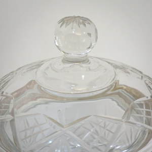 Silver & Hobnailed Glass Biscuit Barrel
