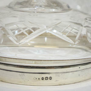 Silver & Hobnailed Glass Biscuit Barrel