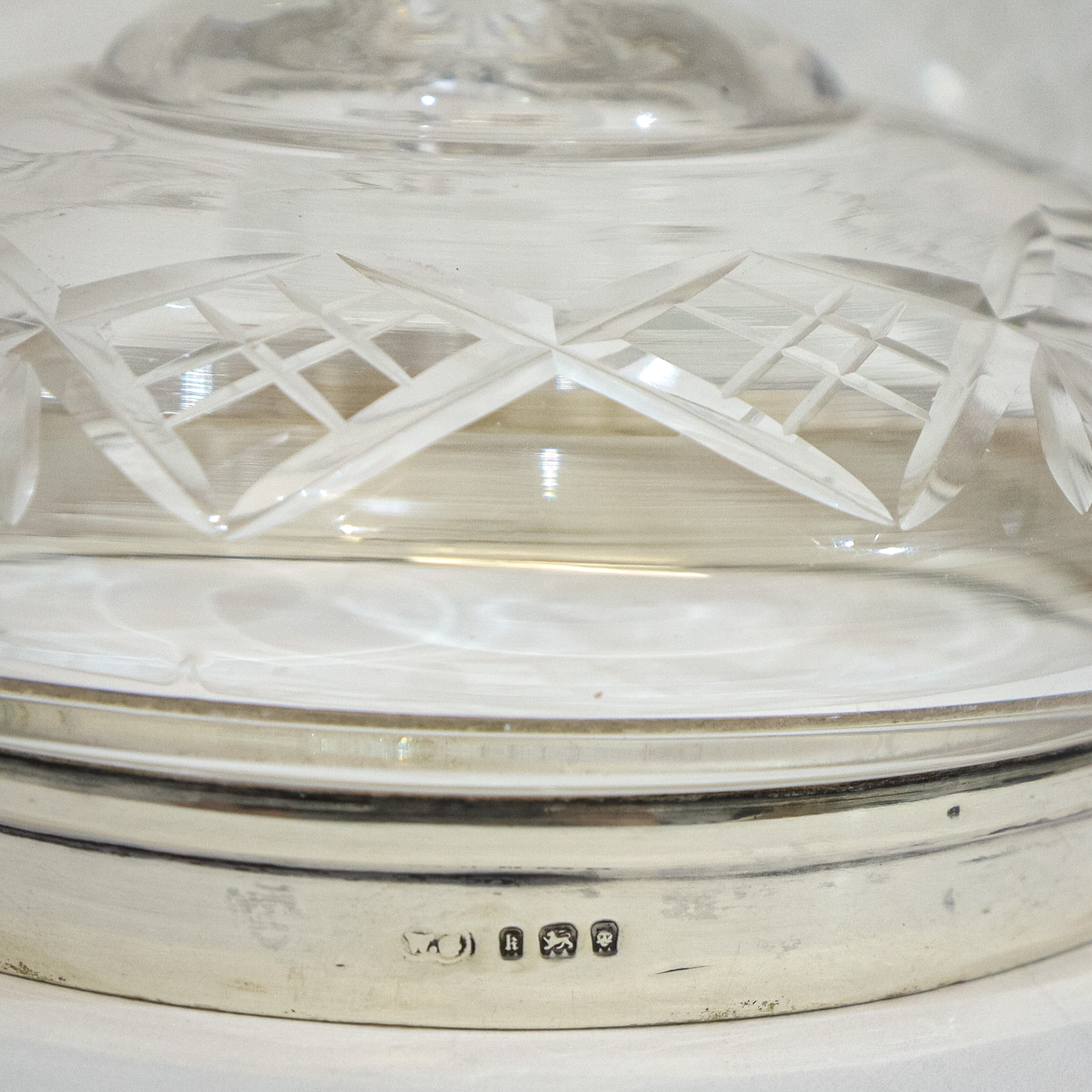 Silver & Hobnailed Glass Biscuit Barrel