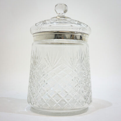 Silver & Hobnailed Glass Biscuit Barrel