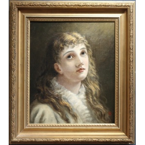 Antique 19th Century Fine Art Portraiture of Maiden