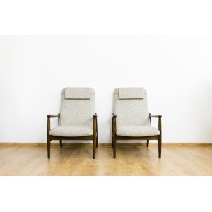 Pair Of “Gfm64”High Back Armchairs By Edmund Homa, Poland, 1960s