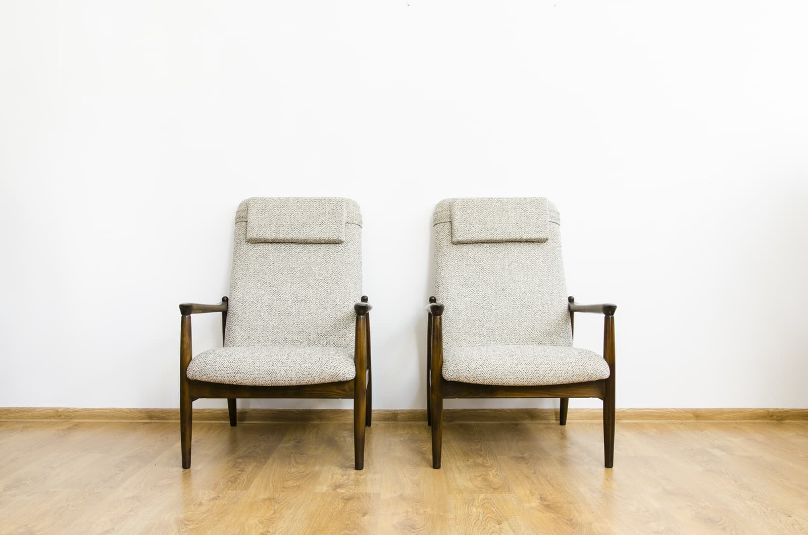 Pair Of “Gfm64”High Back Armchairs By Edmund Homa, Poland, 1960s