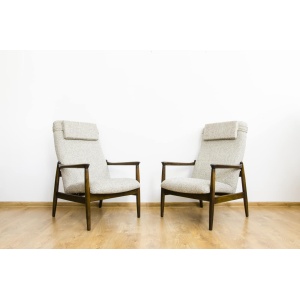 Pair Of “Gfm64”High Back Armchairs By Edmund Homa, Poland, 1960s