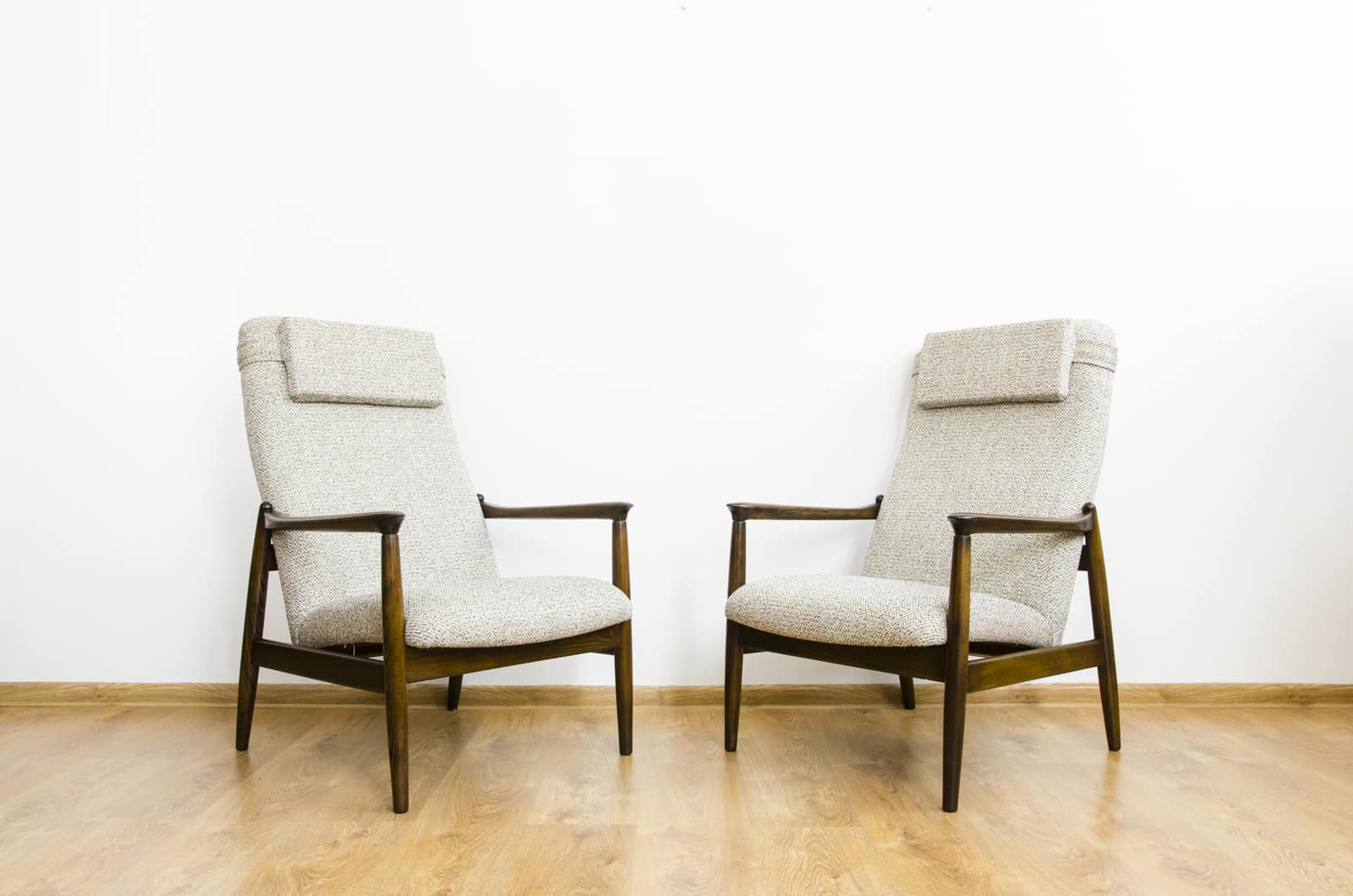 Pair Of “Gfm64”High Back Armchairs By Edmund Homa, Poland, 1960s