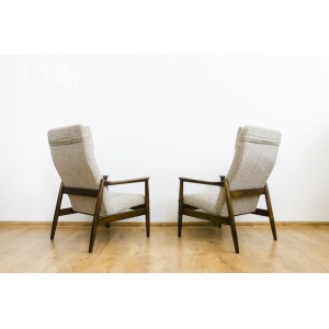 Pair Of “Gfm64”High Back Armchairs By Edmund Homa, Poland, 1960s