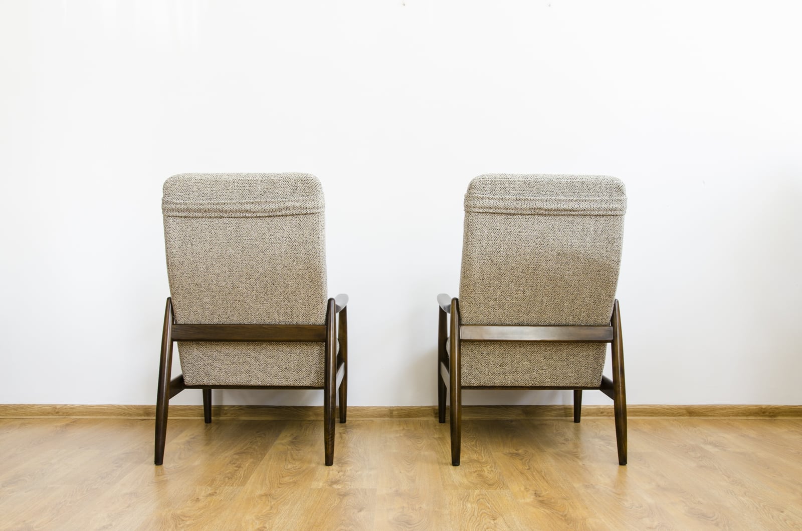 Pair Of “Gfm64”High Back Armchairs By Edmund Homa, Poland, 1960s