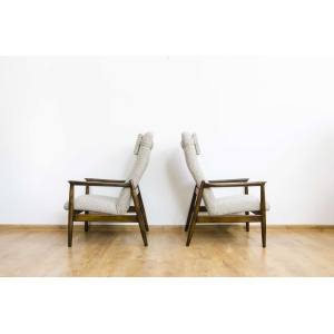 Pair Of “Gfm64”High Back Armchairs By Edmund Homa, Poland, 1960s