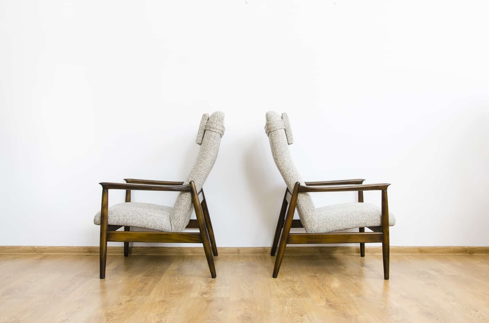 Pair Of “Gfm64”High Back Armchairs By Edmund Homa, Poland, 1960s