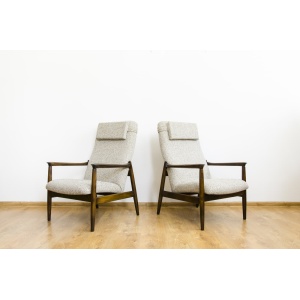 Pair Of “Gfm64”High Back Armchairs By Edmund Homa, Poland, 1960s