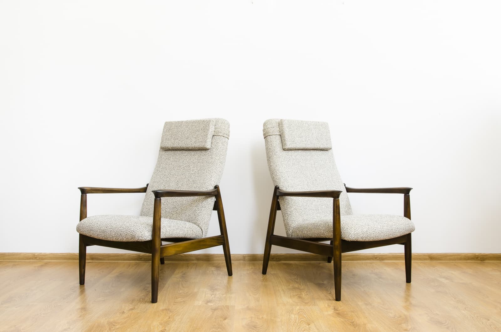 Pair Of “Gfm64”High Back Armchairs By Edmund Homa, Poland, 1960s