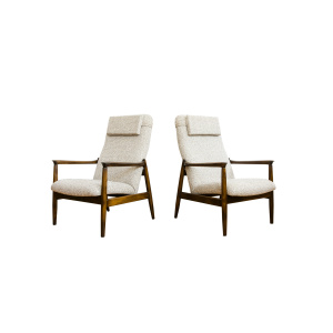 Pair Of “Gfm64”High Back Armchairs By Edmund Homa, Poland, 1960s