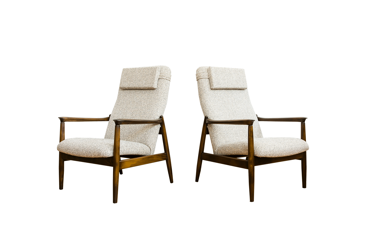 Pair Of “Gfm64”High Back Armchairs By Edmund Homa, Poland, 1960s