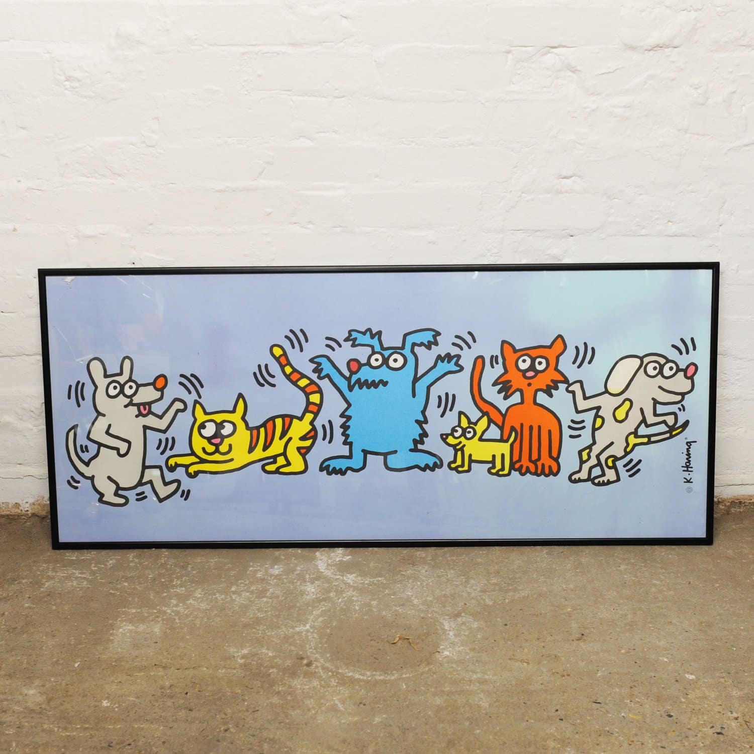Keith Haring Dancing Dogs & Cats Lithograph, 1990s