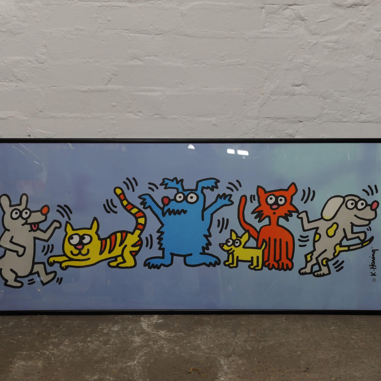 Keith Haring Dancing Dogs & Cats Lithograph, 1990s