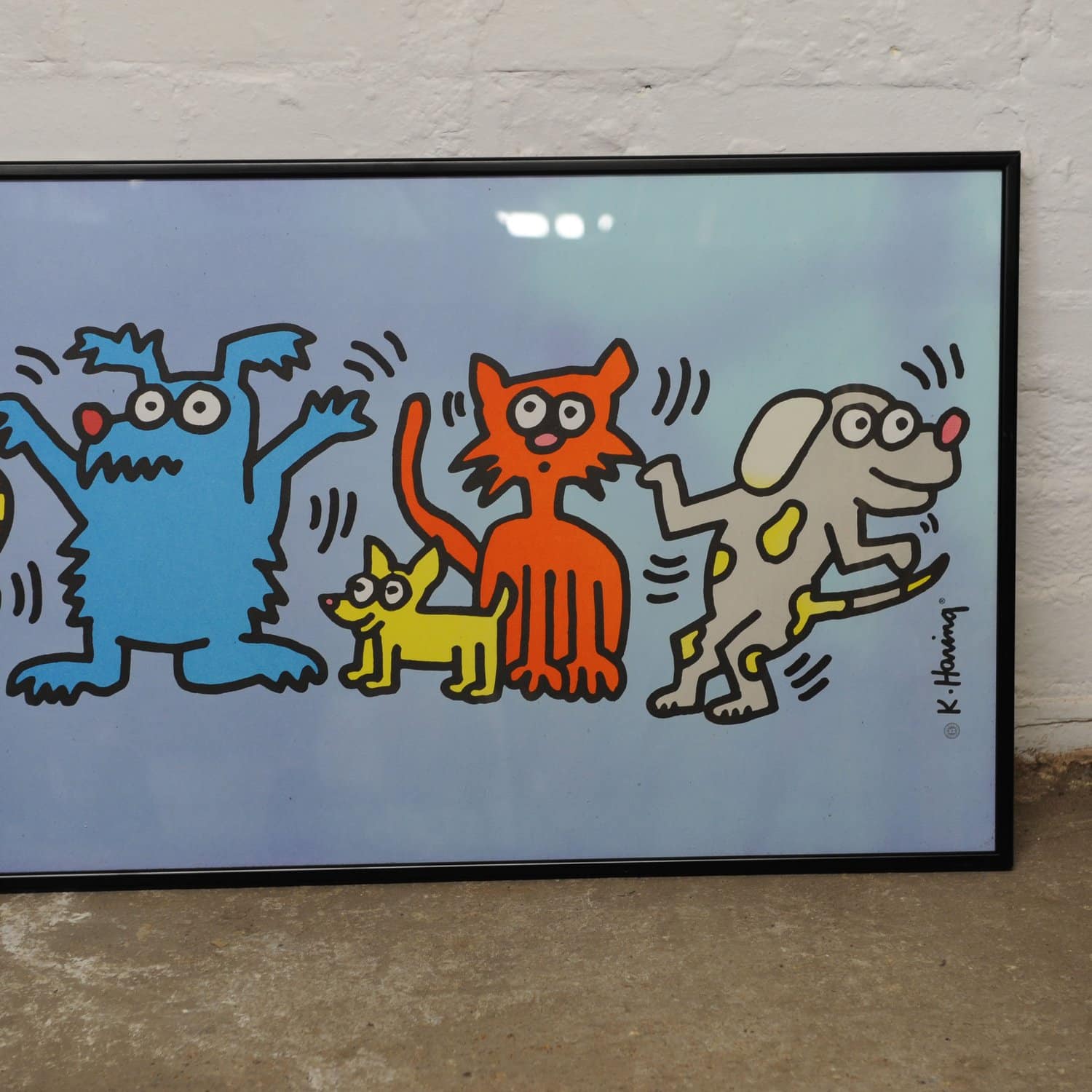 Keith Haring Dancing Dogs & Cats Lithograph, 1990s