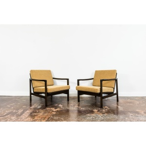 Pair Of Orange B-7522 Armchairs By Zenon Bączyk, Poland, 1960’S