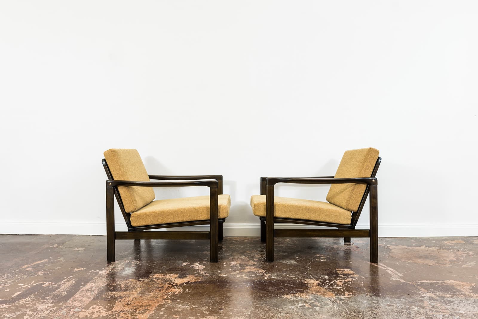 Pair Of Orange B-7522 Armchairs By Zenon Bączyk, Poland, 1960’S