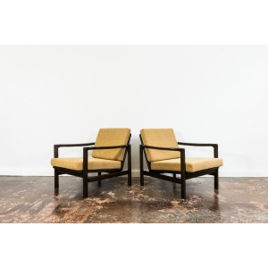 Pair Of Orange B-7522 Armchairs By Zenon Bączyk, Poland, 1960’S