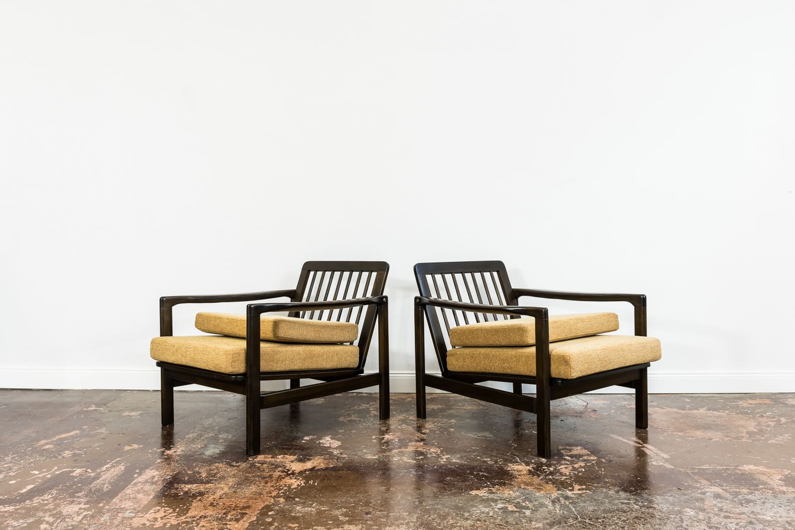 Pair Of Orange B-7522 Armchairs By Zenon Bączyk, Poland, 1960’S