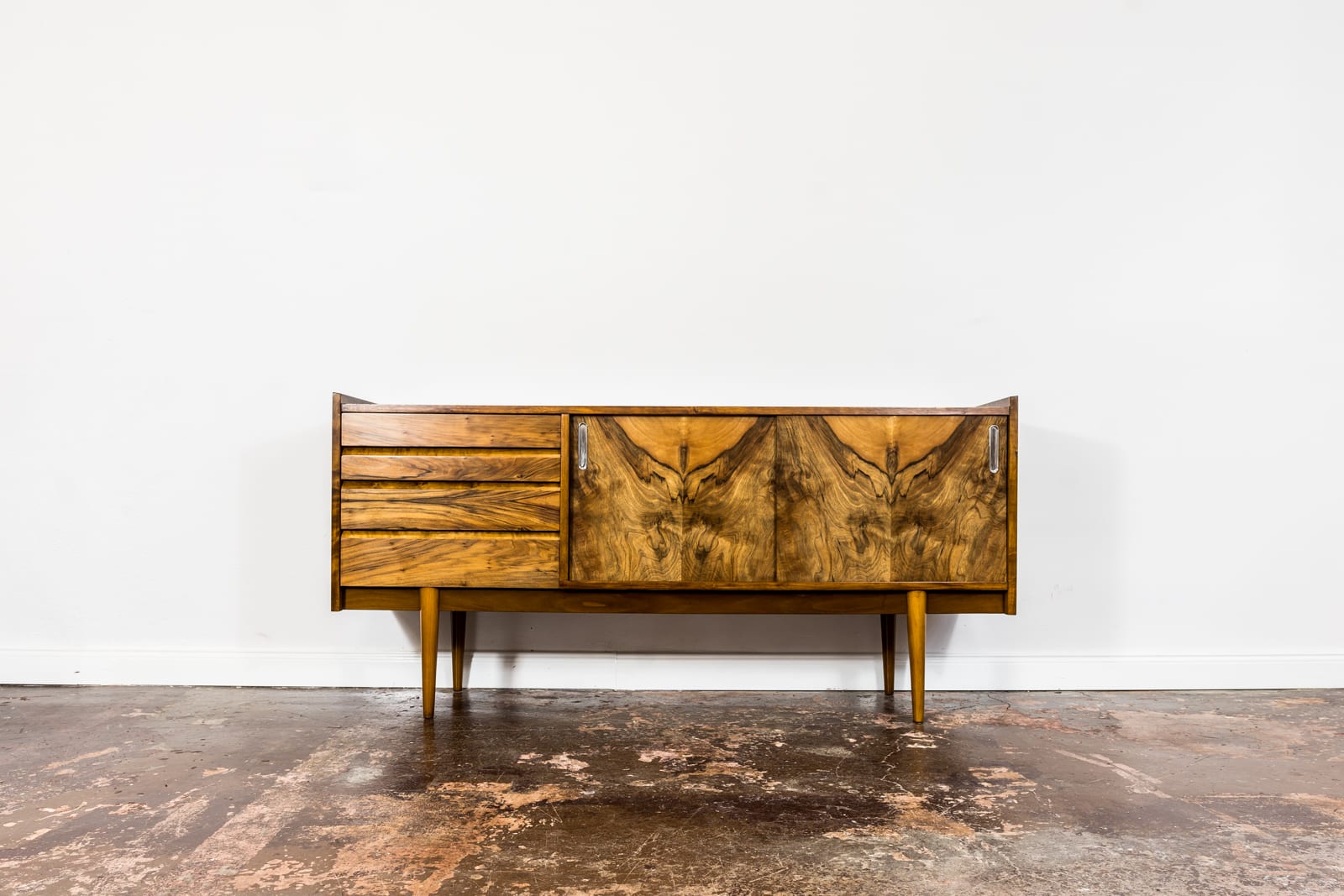 Restored Walnut Sideboard From Bytomskie Furniture Factory, 1960s