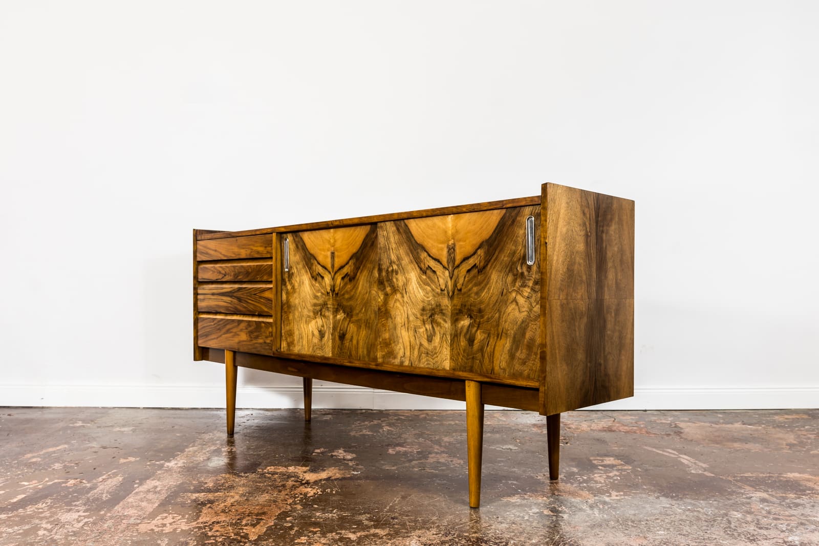 Restored Walnut Sideboard From Bytomskie Furniture Factory, 1960s