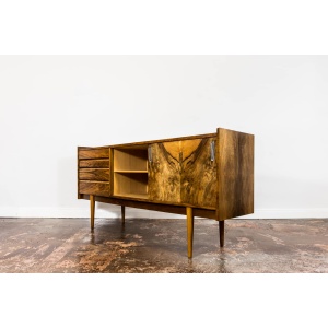 Restored Walnut Sideboard From Bytomskie Furniture Factory, 1960s