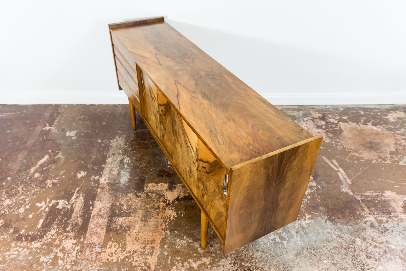 Restored Walnut Sideboard From Bytomskie Furniture Factory, 1960s