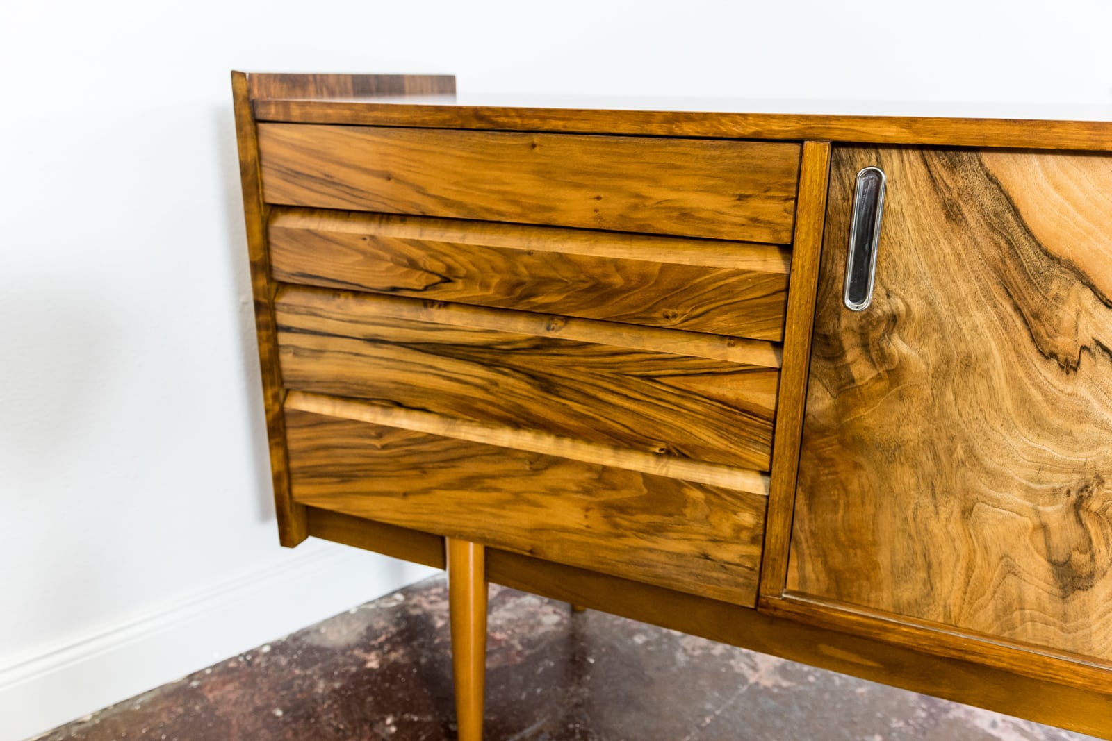 Restored Walnut Sideboard From Bytomskie Furniture Factory, 1960s