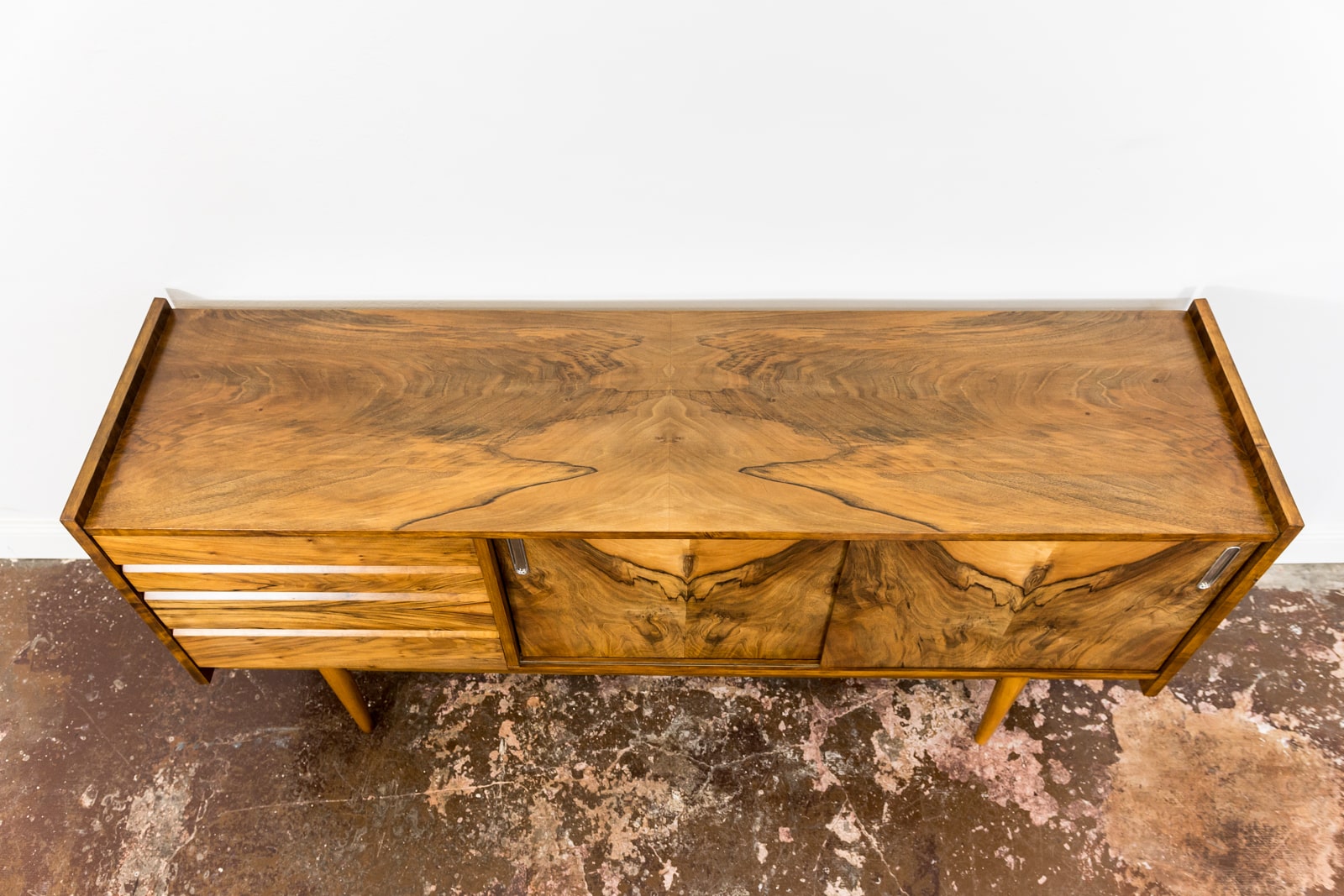 Restored Walnut Sideboard From Bytomskie Furniture Factory, 1960s