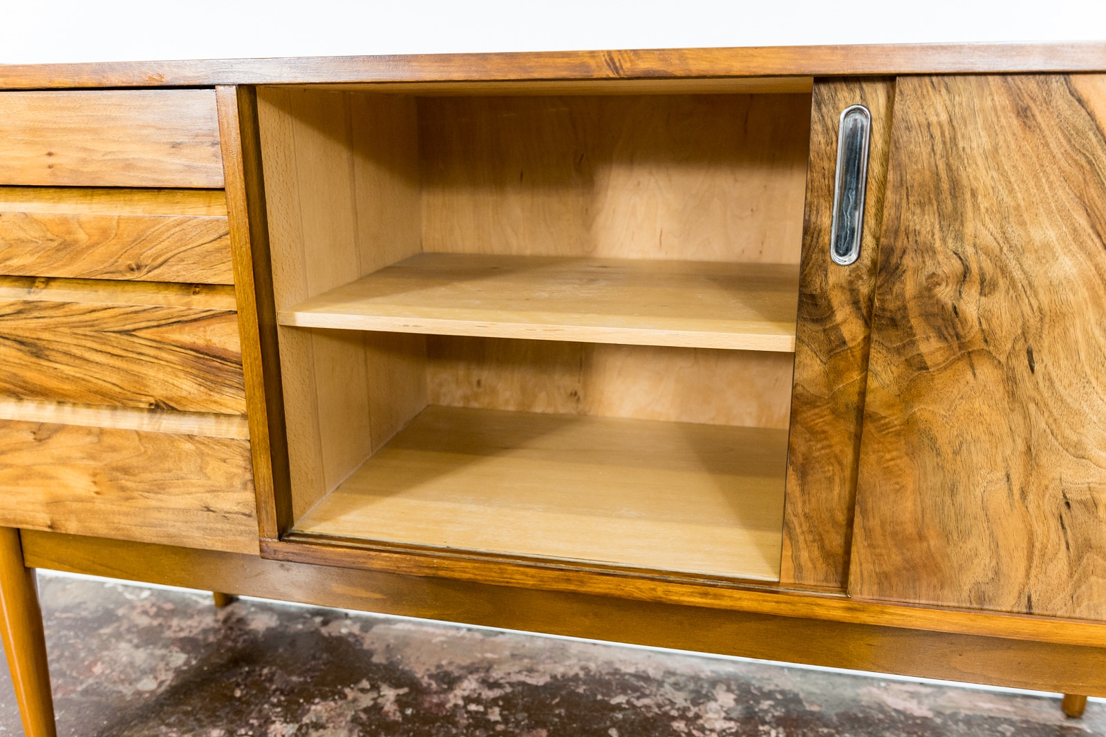 Restored Walnut Sideboard From Bytomskie Furniture Factory, 1960s