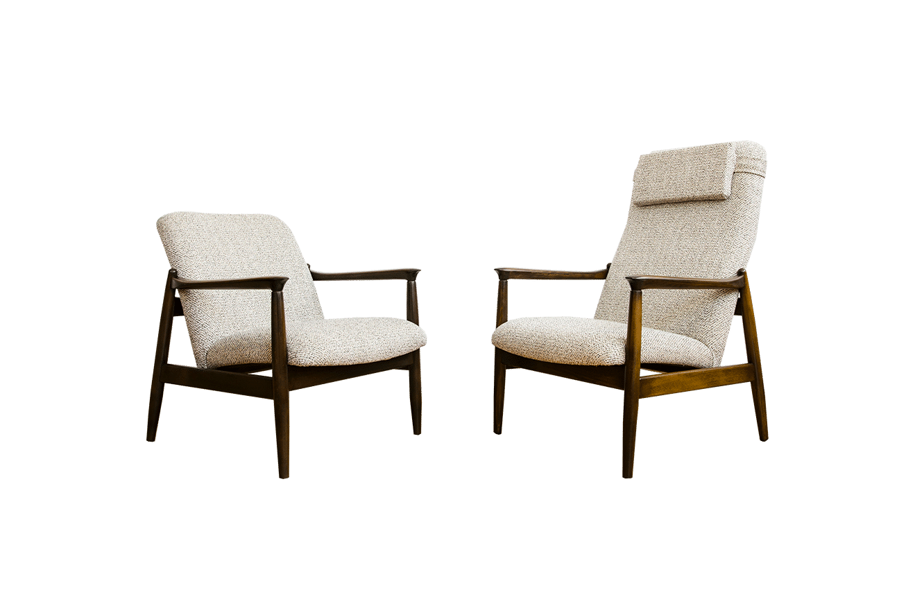 Pair Of Armchairs High Back GFM-64 And GFM-64 By Edmun Homa, Poland, 1960’S