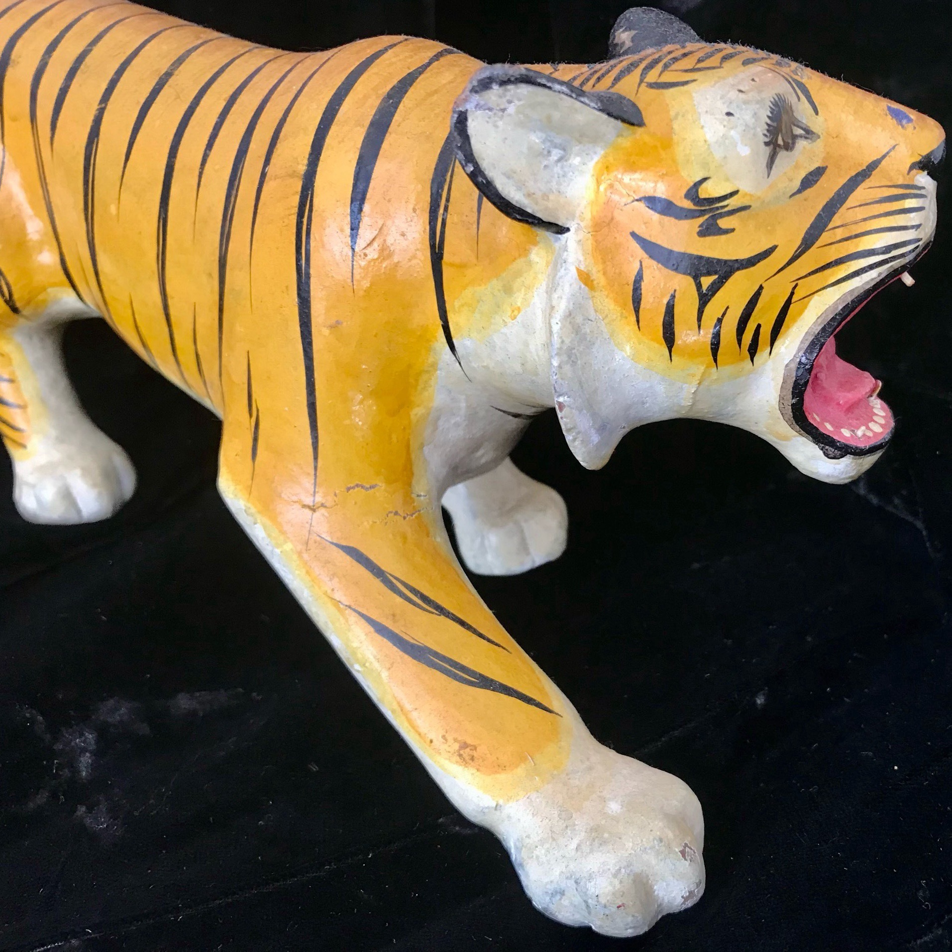 Fabulous Vintage Indian Painted Wooden Tiger