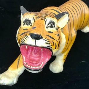 Fabulous Vintage Indian Painted Wooden Tiger