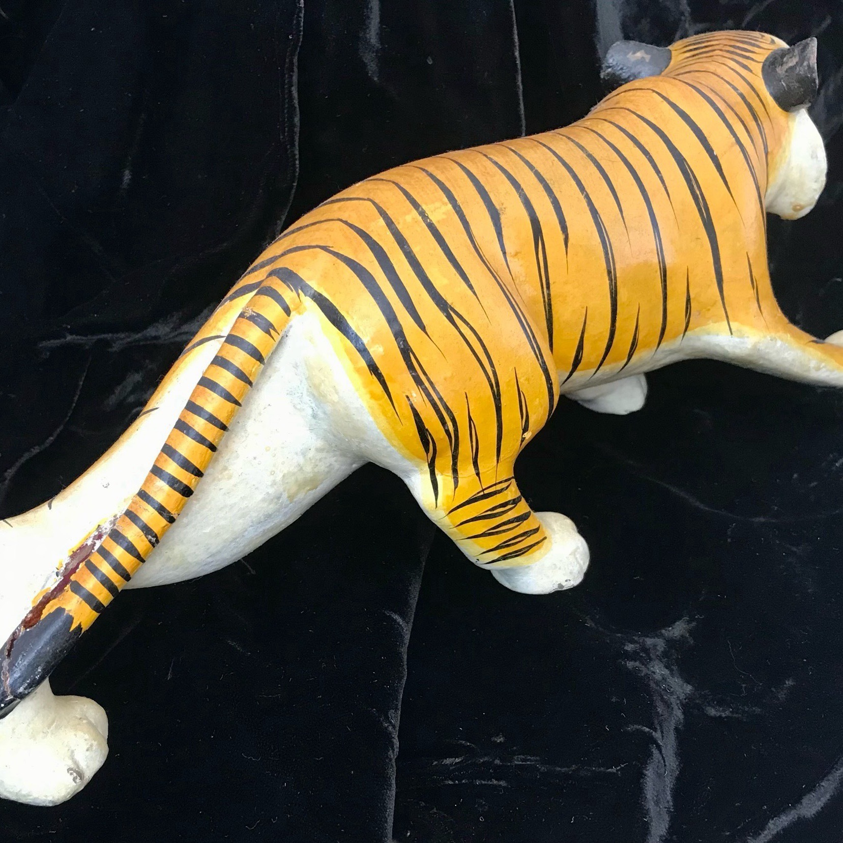 Fabulous Vintage Indian Painted Wooden Tiger