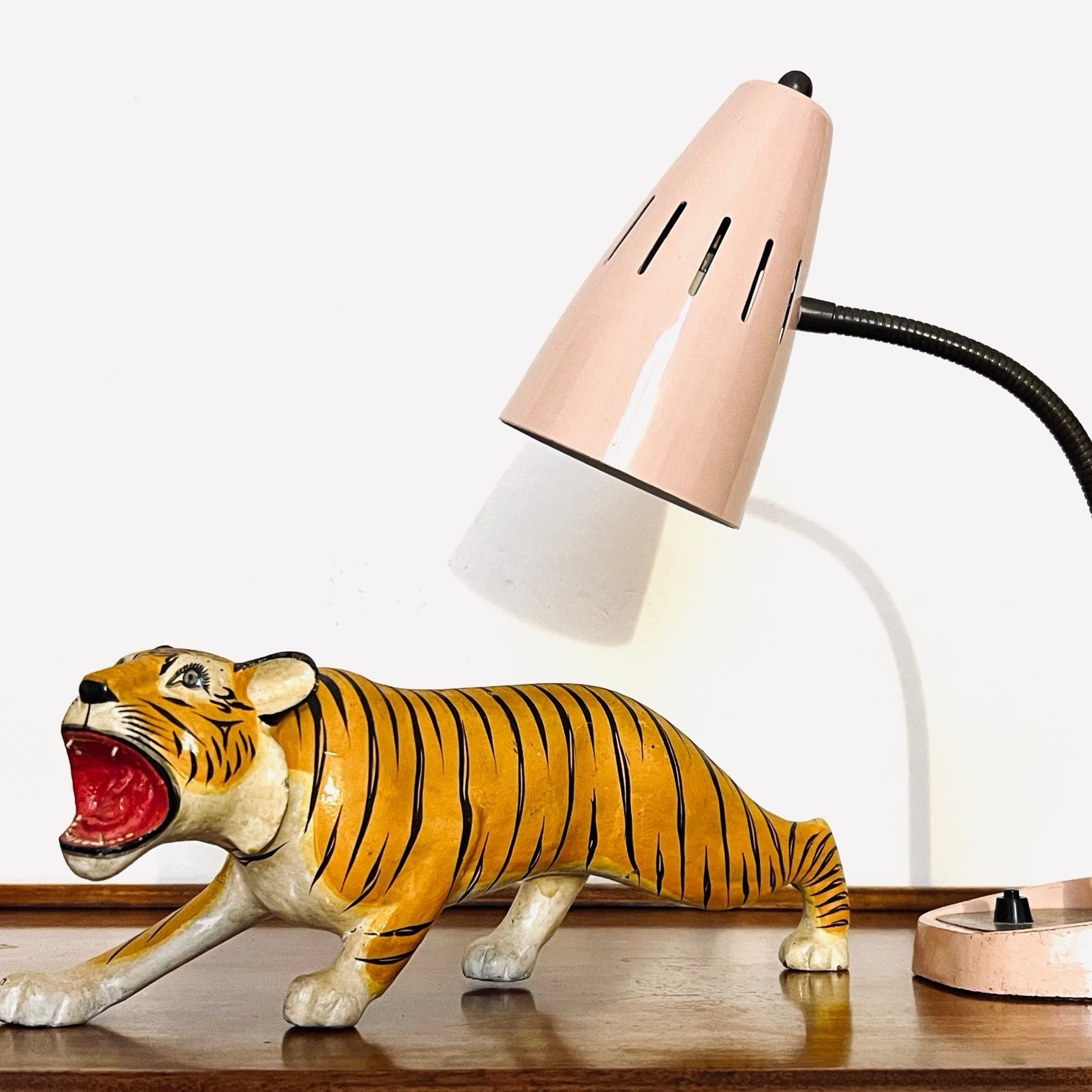 Fabulous Vintage Indian Painted Wooden Tiger