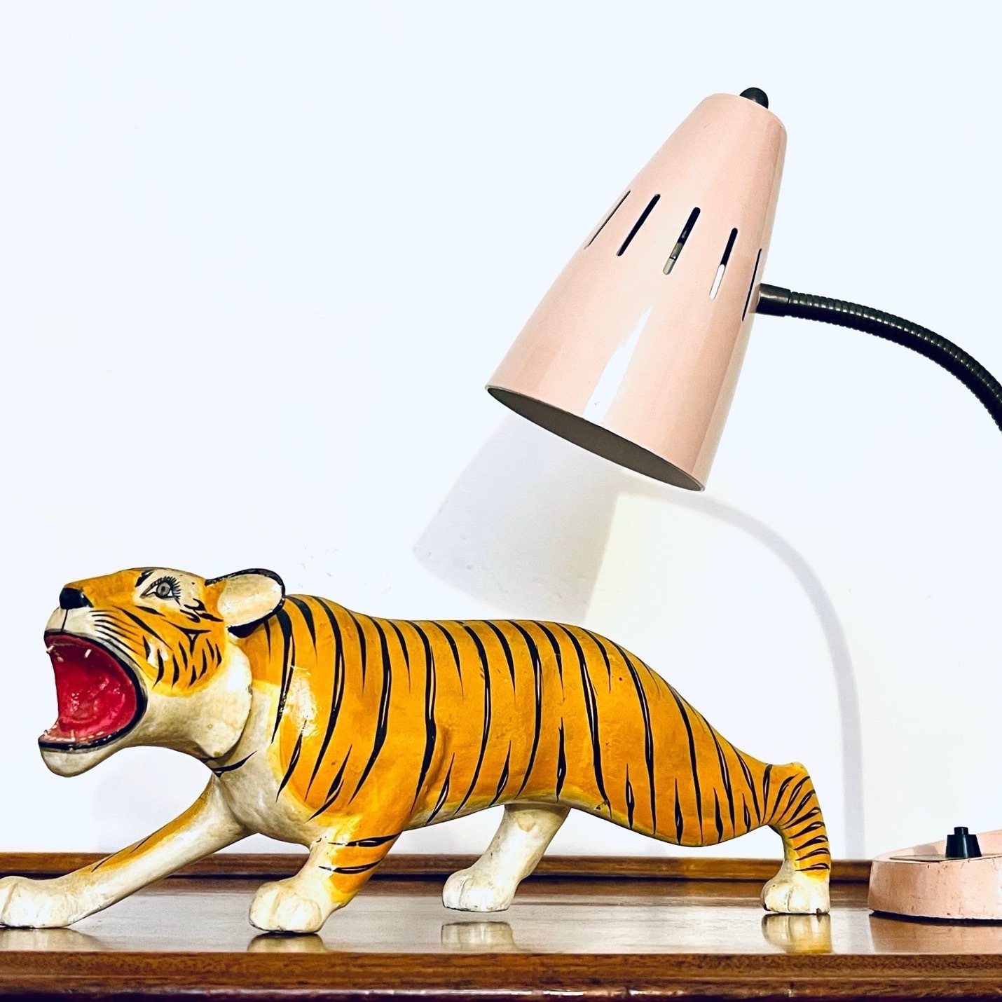 Fabulous Vintage Indian Painted Wooden Tiger