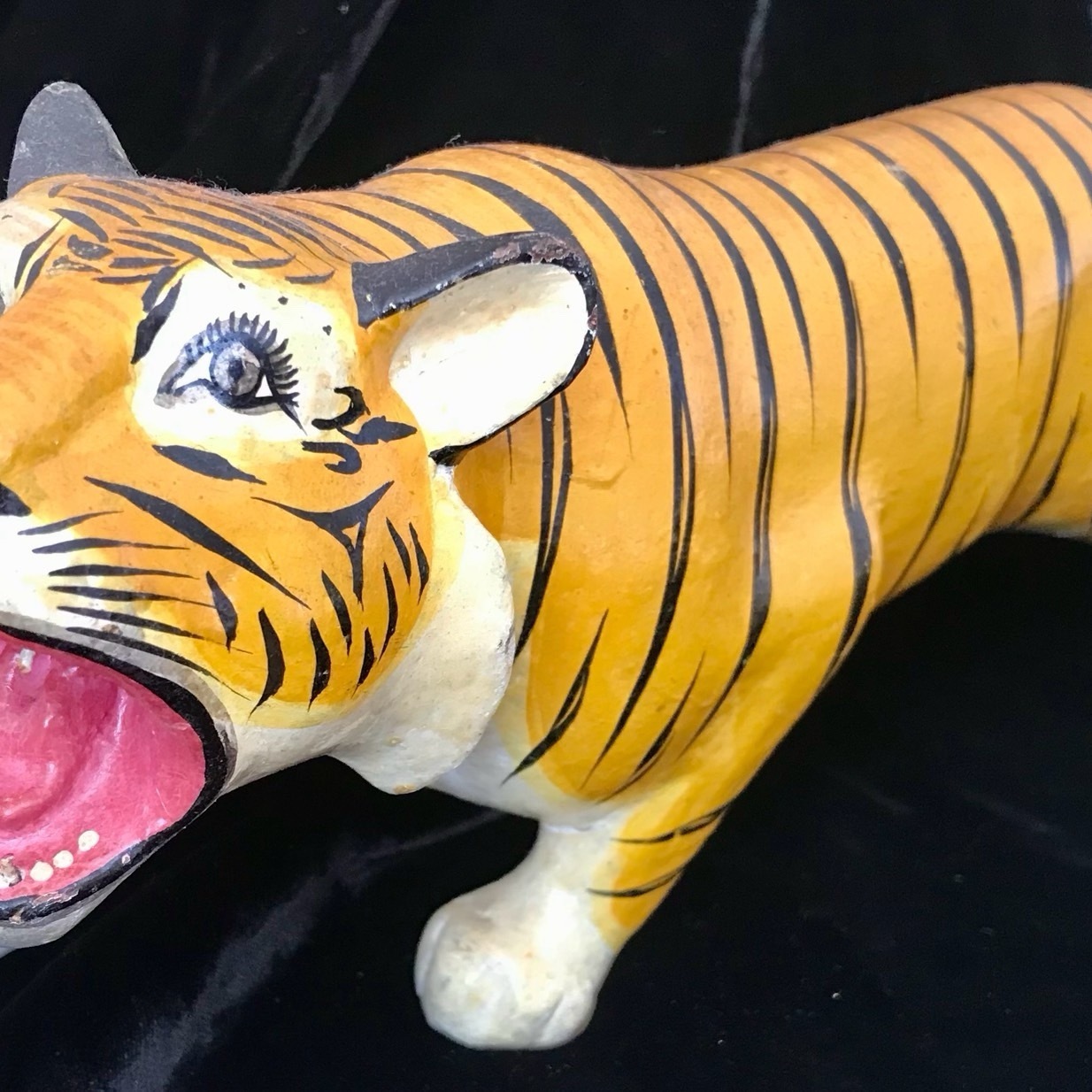 Fabulous Vintage Indian Painted Wooden Tiger
