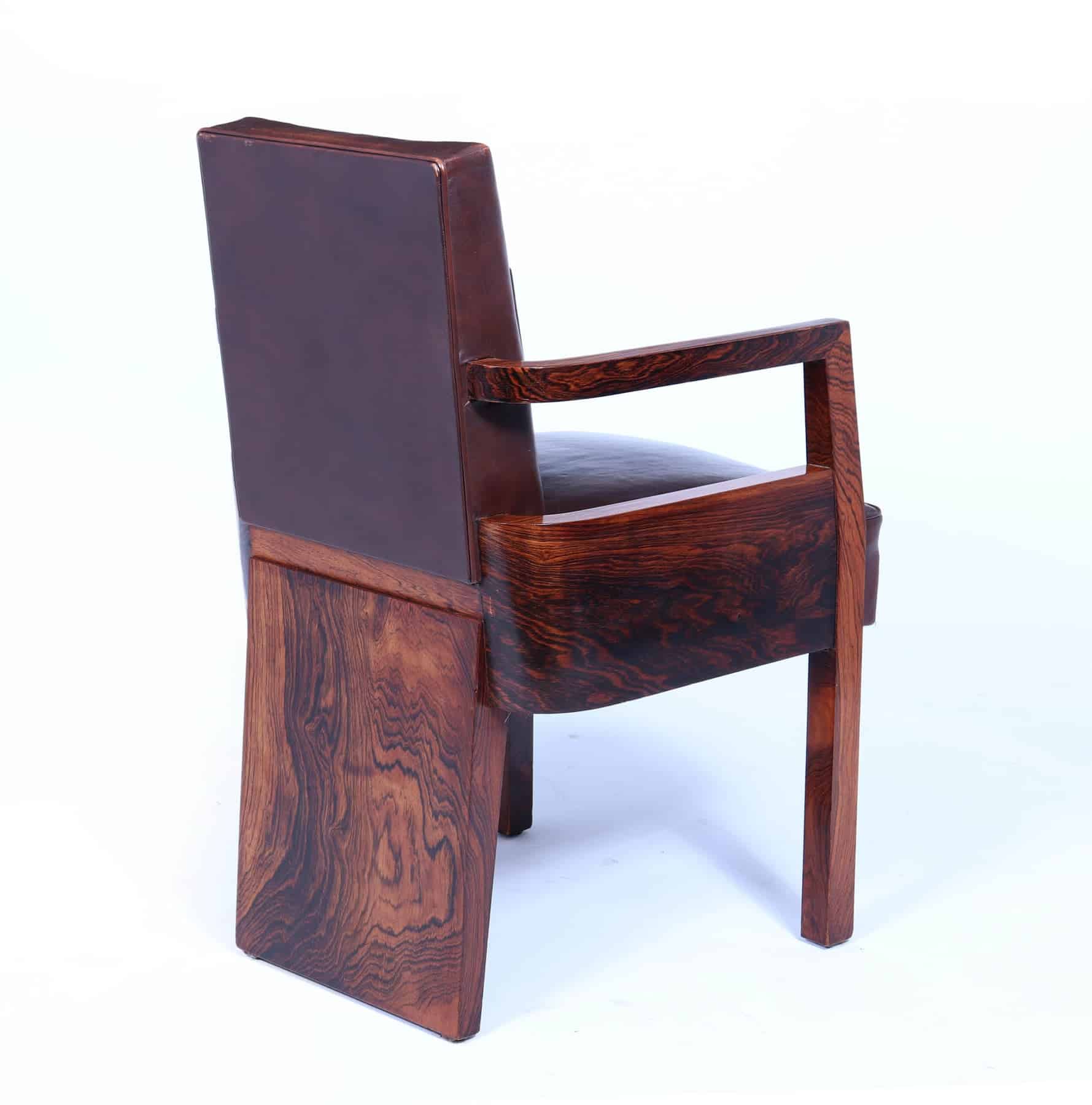 Art Deco French Leather Desk Chair
