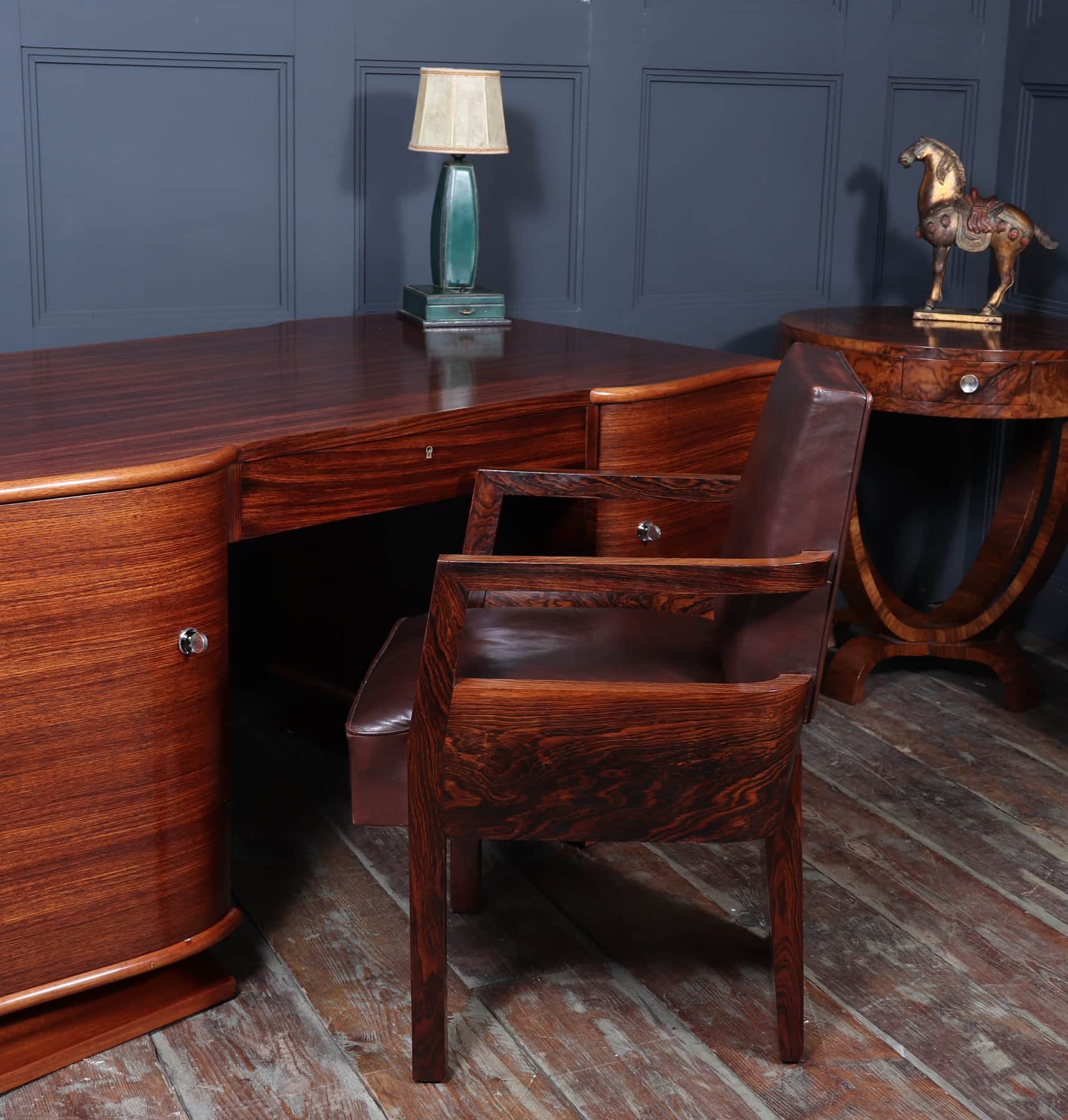 Art Deco French Leather Desk Chair