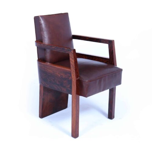 Art Deco French Leather Desk Chair