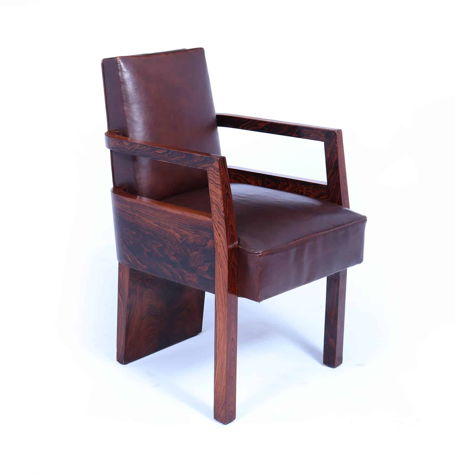 Art Deco French Leather Desk Chair