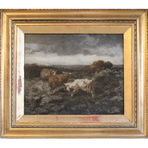 Antique Oil painting on wood panel