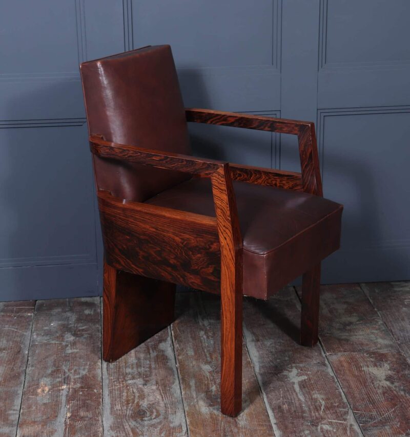 Art Deco French Leather Desk Chair