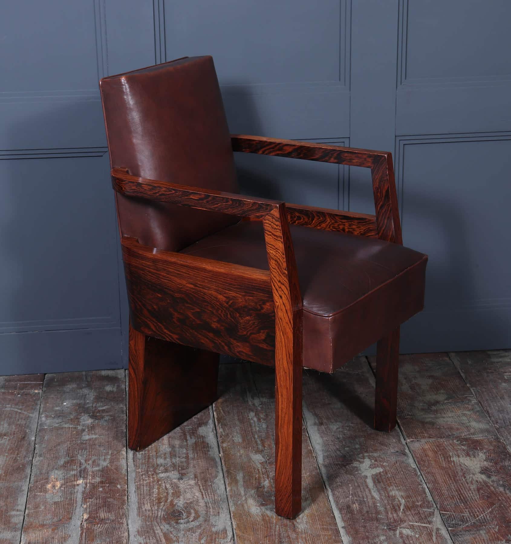 Art Deco French Leather Desk Chair