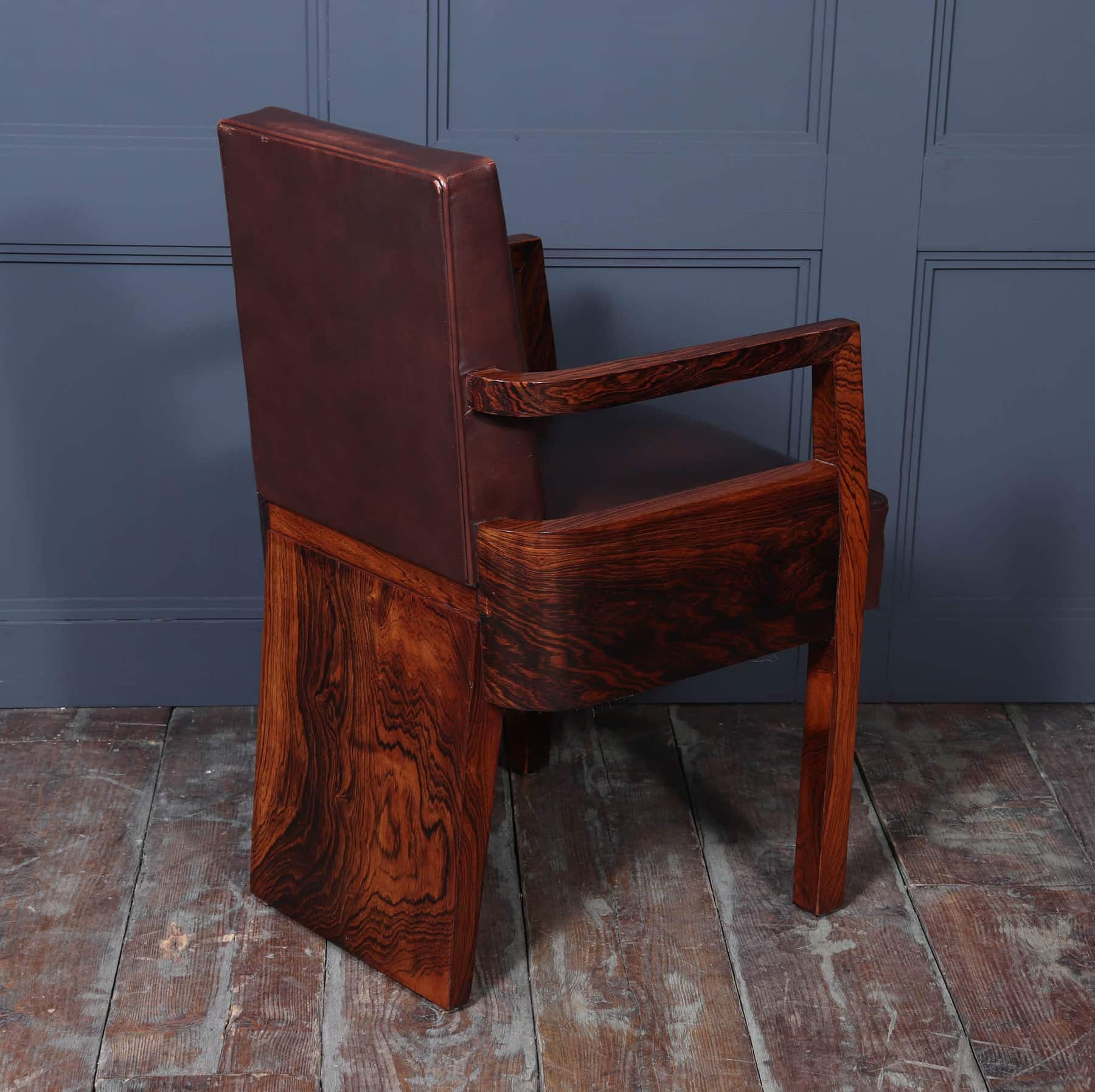 Art Deco French Leather Desk Chair