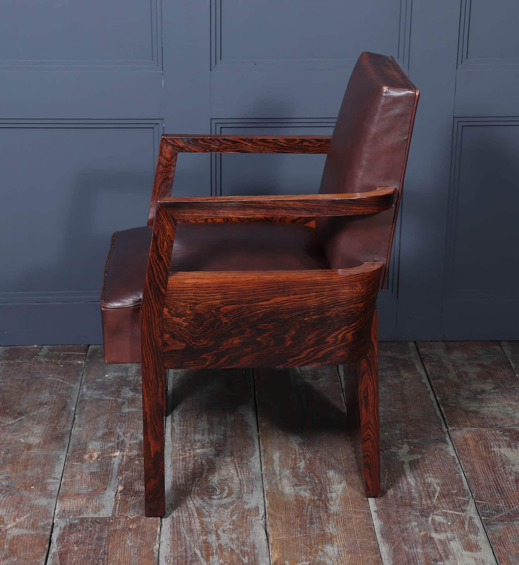Art Deco French Leather Desk Chair
