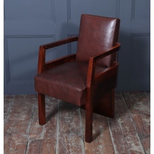 Art Deco French Leather Desk Chair